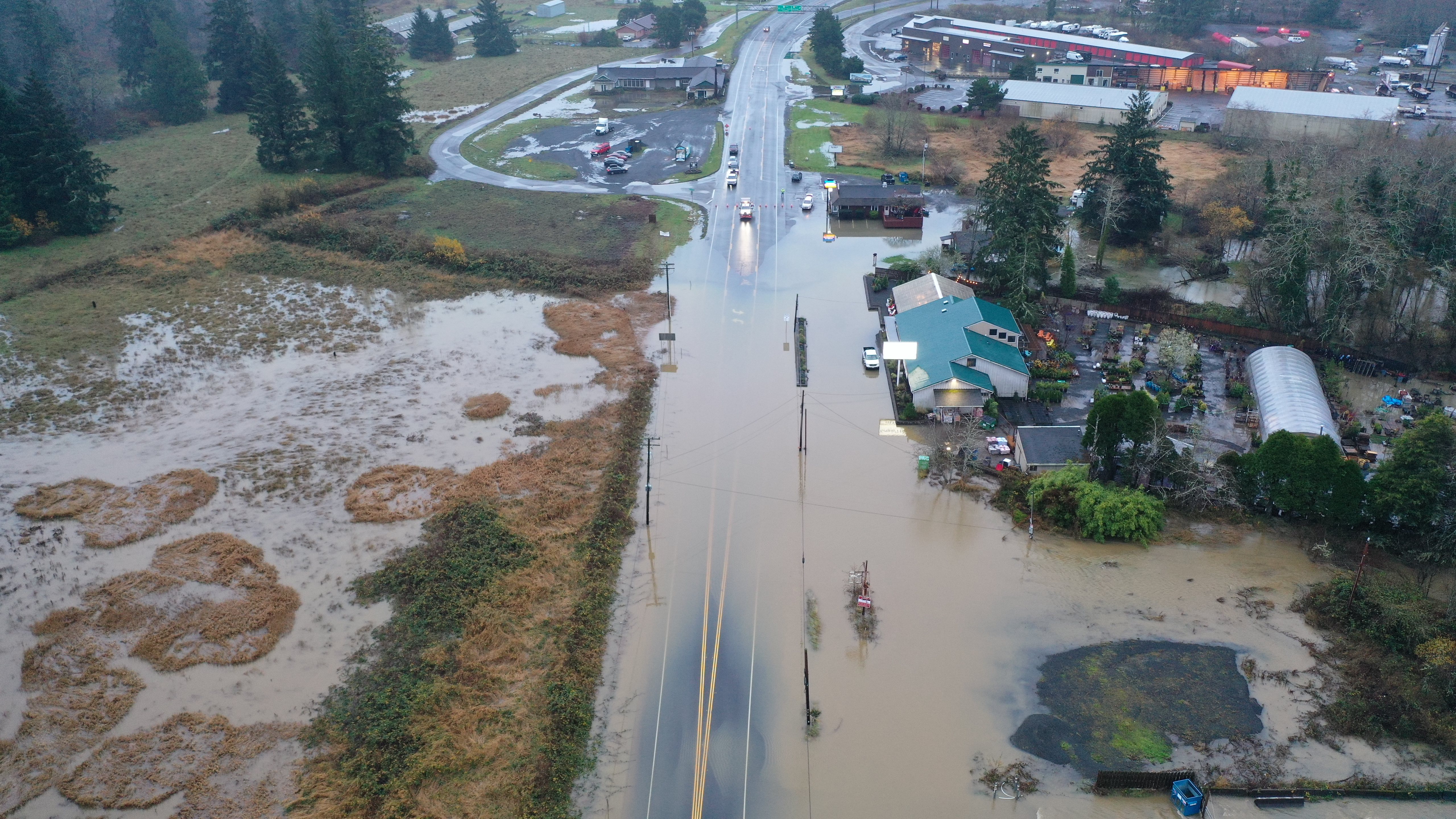 heavy rains caused road closures due to high water, and roadside debris