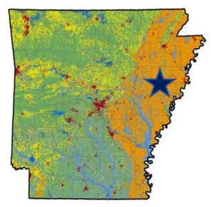 Arkansas cover map showing approximately location of Lee Farm