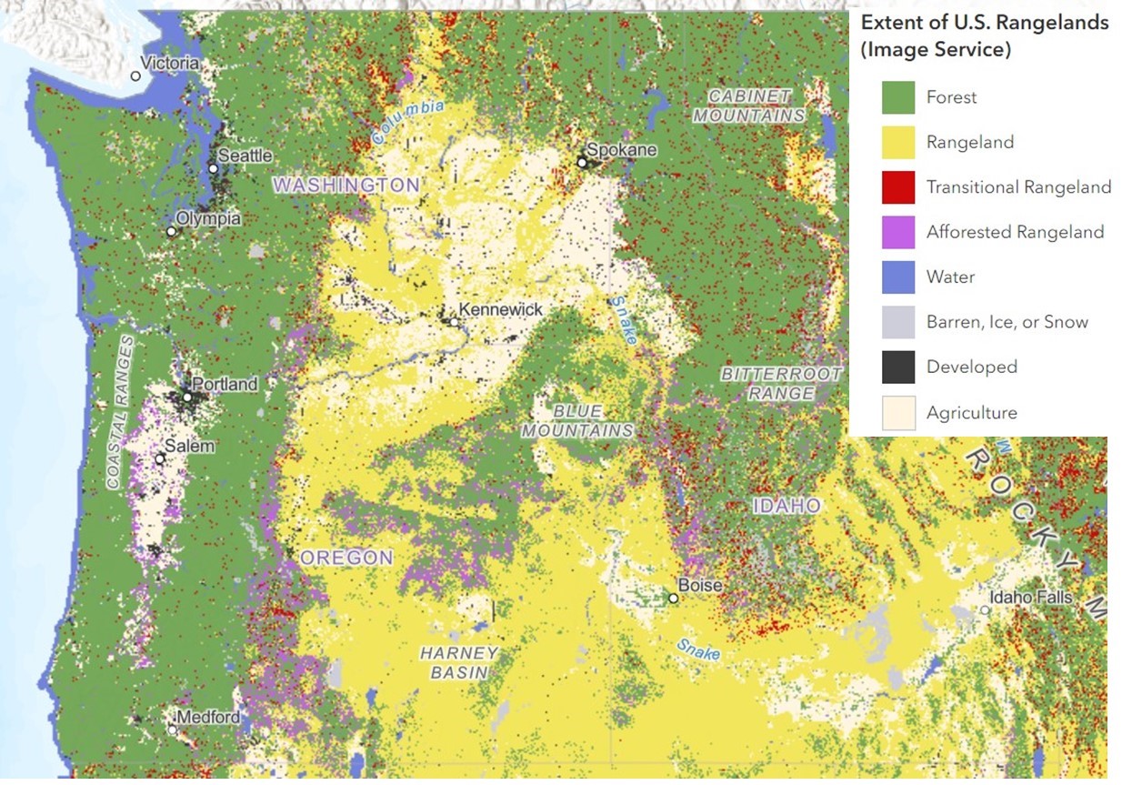 A map of land types throughout the Northwest. 