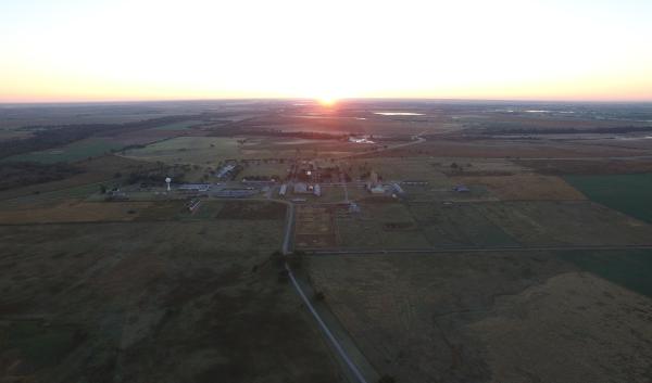 Sunrise photo of Historic Fort Reno on an open prairie.