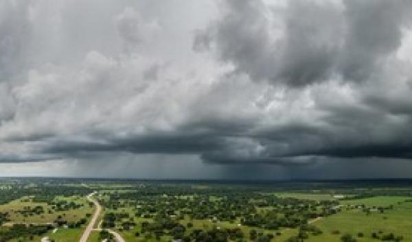 Raining thunder clouds over the open prairie