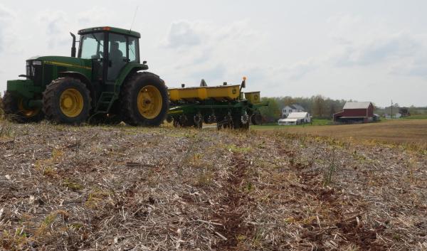 Planter in a field